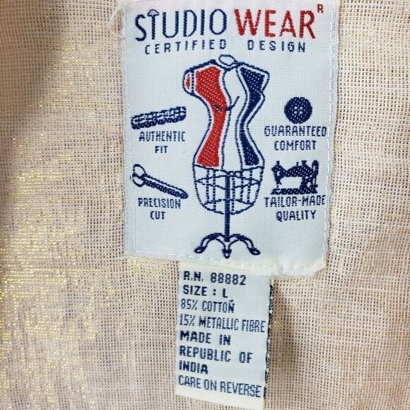 STUDIO WEAR womens L gold button down shirt - Picture 4 of 4